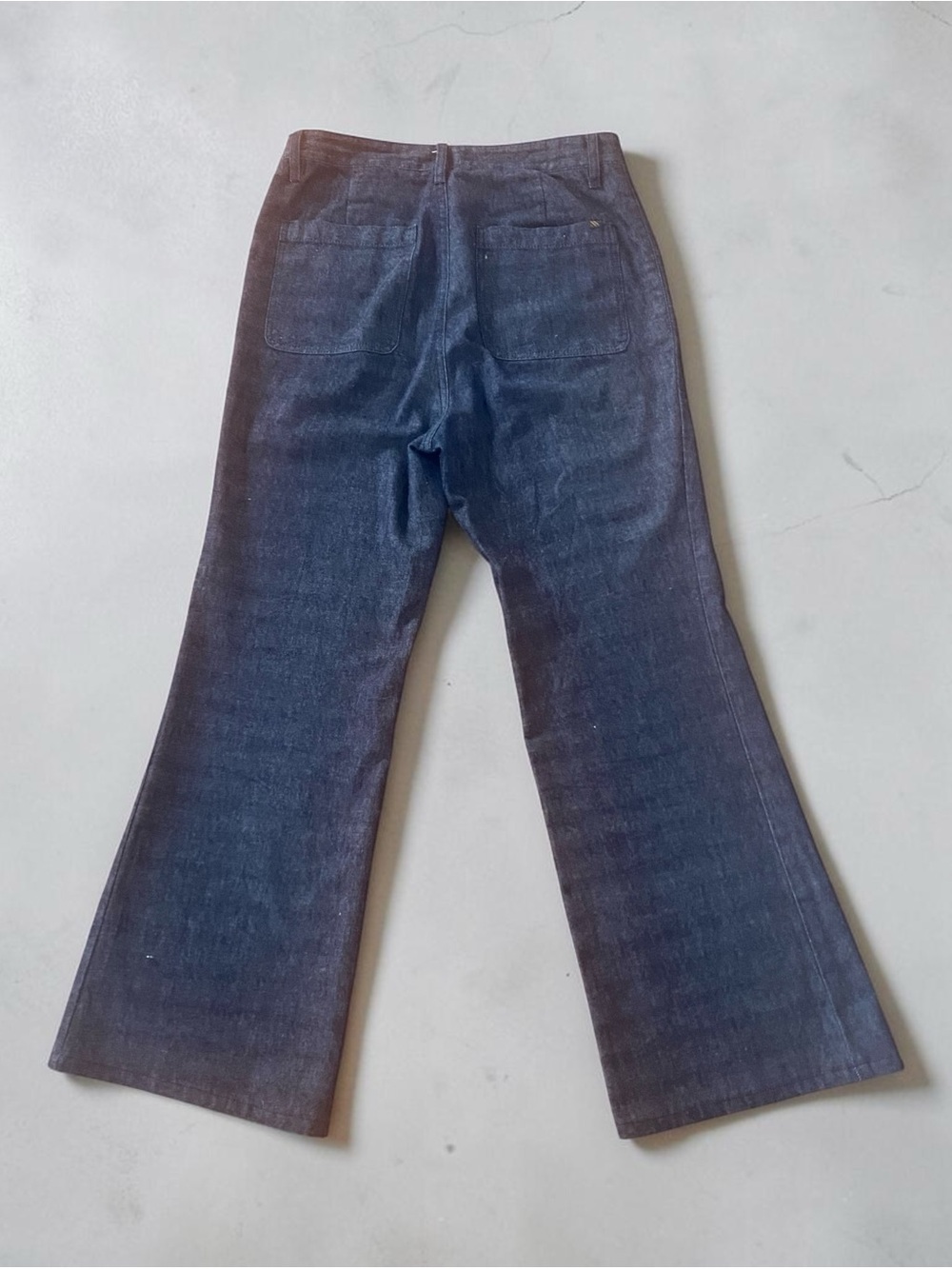 Billy Reid Women's Dark Wash Denim Trouser Pants Size 10 Patch Pocket Wide Leg - Picture 2 of 9